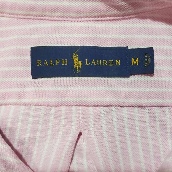 Ralph Lauren Button Down Long Sleeve Pink/White Striped Shirt Size M - Picture 4 of 9